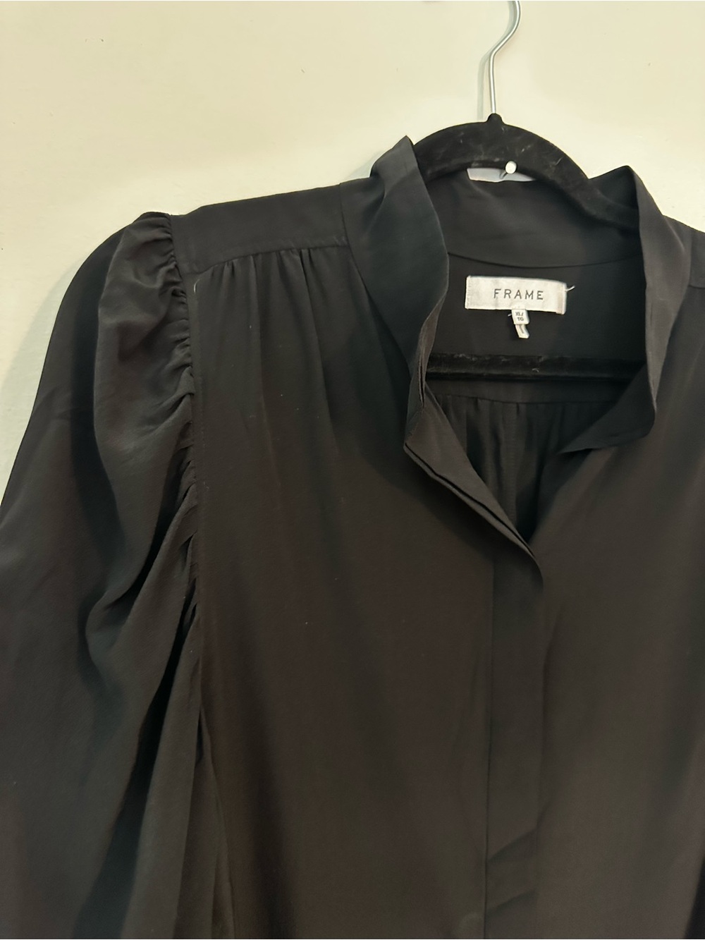 FRAME Gillian Puffed Shoulder Blouse 100% Silk XL - Picture 7 of 10